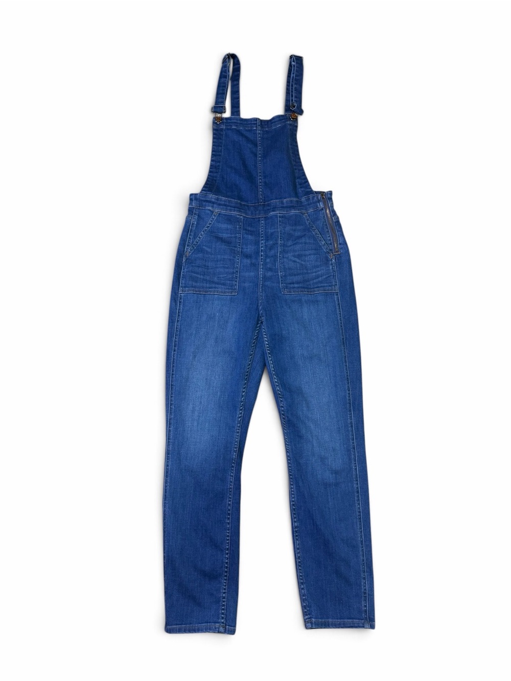 Madewell Skinny Cottagecore Denim Overalls Side-Zip Medium Wash Size M